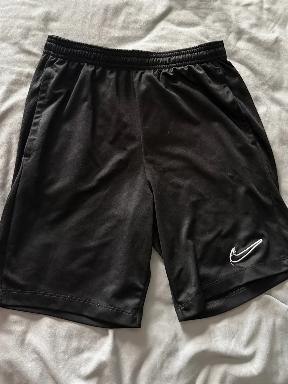Nike Dri-FIT Black Athletic Running Training Shorts Youth Large L White Stripe